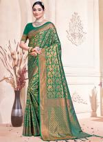 Banarasi Silk Green Wedding Wear Weaving Saree